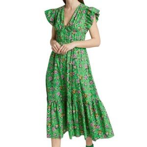 Derek Lam 10 Crosby Greta Floral Flutter Sleeve Midi Dress